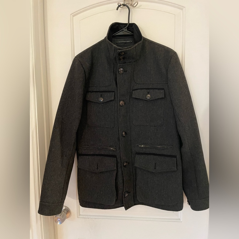 H&M gray wool/corduroy pea coat Size 38R/Small